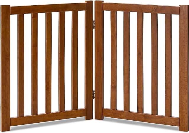 LZRS Solid Hardwood Freestanding Pet Gate,Wooden Dog Gates for Doorways ...