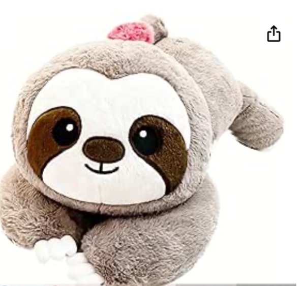 uoozii 24" | 5 Pounds Grey Sloth Weighted Stuffed Animals with Unscented Microwave Heating Pad Inside, Cute Coolable Heatable Weighted Plush Great Gift for Stress & Period Pain Relief