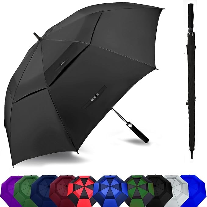 Baraida Golf Umbrella Large 62/68/72 Inch, Extra Large Oversize Double Canopy Vented Windproof Waterproof Umbrella, Automatic Open Golf Umbrella for Men and Women and Family.(72 inch,Red Black)