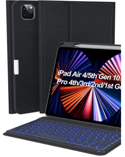 Keyboard Case for iPad Pro 2022 11-inch(4th Gen),Air 5th 4th Gen 2022/2020, Pro 11 1st/2nd/3rd 2018/2020/2021, 10.9 inch Case with Pencil Holder, Backlit Detachable BT Keyboard, Smart Folio(Black) 10.9"/11" for Air 5/Air 4/Pro 1st/2nd/3rd/4th Gen Black