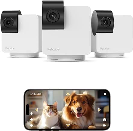 Petcube Cam 360 Camera | Ultimate Interactive WiFi Pet and Home Security Pan-Tilt Camera with Phone App, 1080p HD Video, 360° Rotation, Night Vision, Smart Alerts for Home Surveillance
