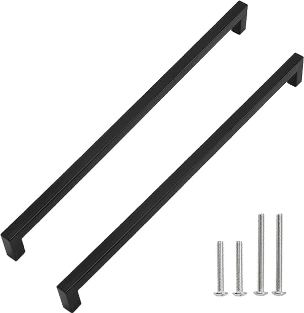 Alzassbg 15 Pack Matt Black Cabinet Pulls, 3-3/4 Inch(96mm) Hole Centers Cabinet Handles Kitchen Hardware for Cabinets and Drawers AL3061MB