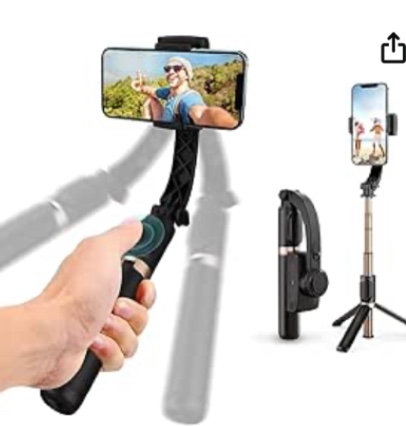 Gimbal Stabilizer with Selfie Stick for iPhone: Portable Handheld Gimble with Tripod & Remote for Cell Phone Camera & Samsung Android Smartphone Recording Video & Vlogging on Tiktok & YouTube