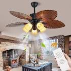 Akron Fire Ceiling Fan light 3064 Reversible Blades Deep wood grain/Orange
