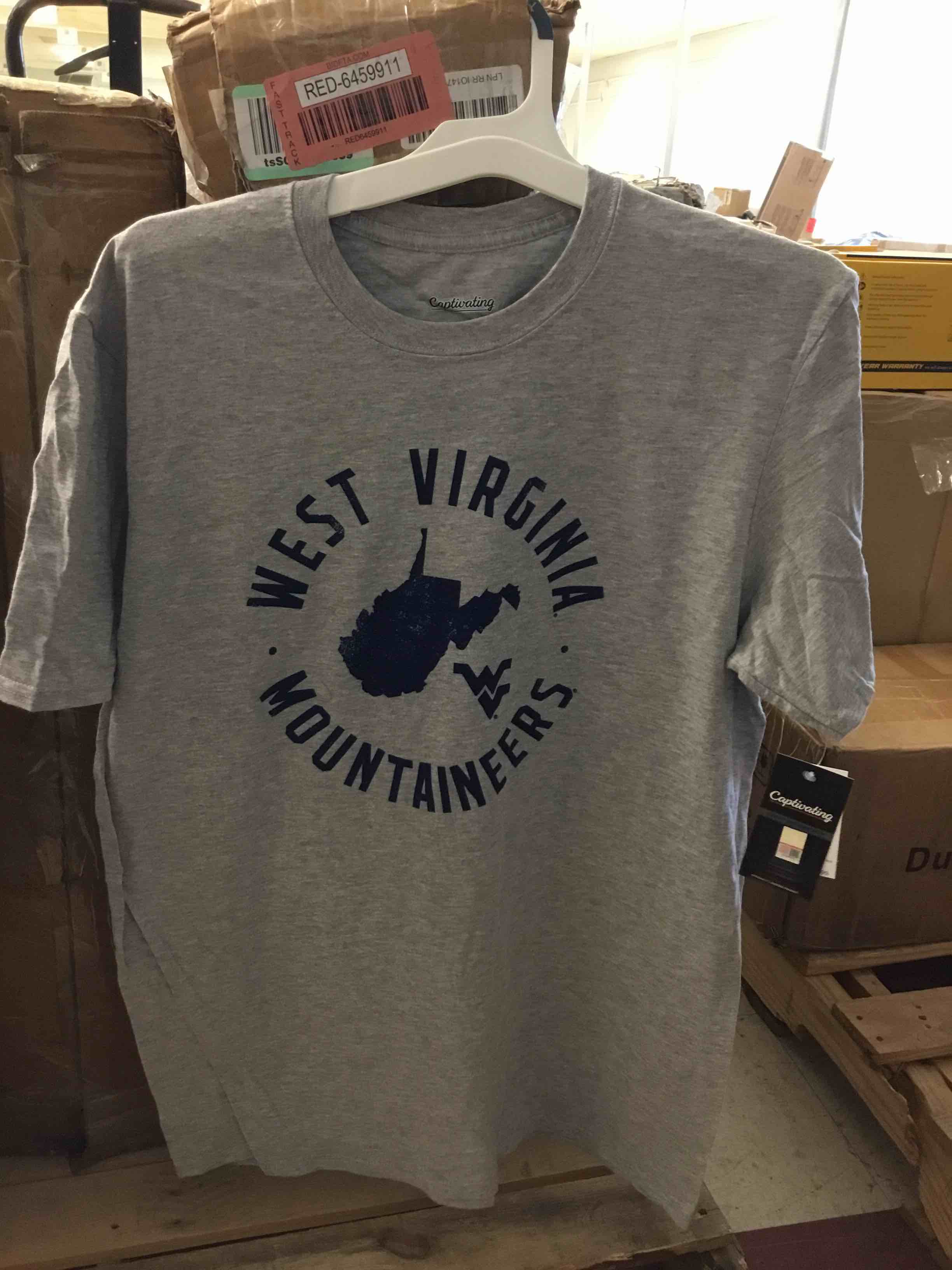 West Virginia University Official Mountaineers Logo Unisex T shirt-Grey