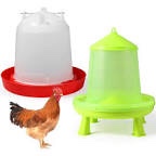Chicken Feeder and Waterer Set, 17.6lb Feeding Dispenser Top Fill Chick Feeder, 2.11Gal Chicken Waterer with Carrying Handle for Chickens, Ducks, Turkeys, Quail, Baby Chicks, Turkeys and More