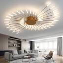 JAYMP Ceiling Light Modern Flower Shape Ceiling Lamp for Living Room Bedroom Flush Mount Metal Acrylic Sputnik Firework Petal LED Lighting Fixture (Gold, 42+1 Lights) Gold 42+1 Lights