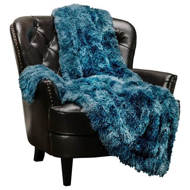 Chanasya Super Soft Fuzzy Faux Fur Throw Blankets - Fluffy Plush Lightweight Cozy Snuggly with Sherpa for Couch Sofa Living Room Bedroom - Darkblue Fall & Winter Home Decor (50x65 Inches) Blue Blanket
