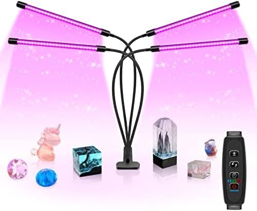 YGS-Tech LED Black Light 4-Head, 40W UV Light Fixture with Clamp, 395-405nm UV Gooseneck Lamp USB Powered for Blacklight Party, Stage Lighting, Resin Cure, 3D Print, Glow in The Dark