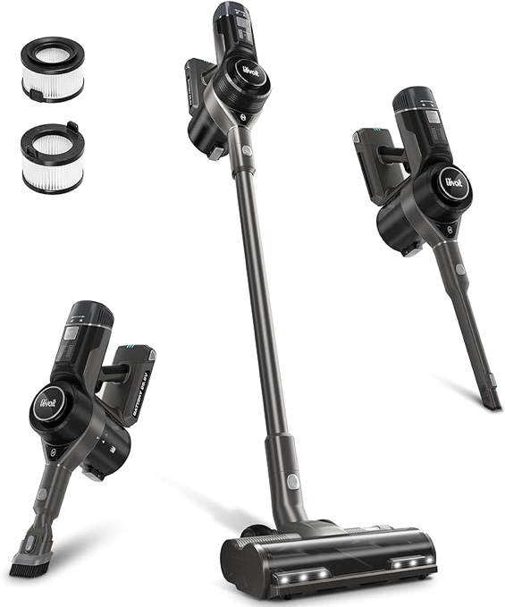 LEVOIT Cordless Vacuum Cleaner, 400W Motor Stick Vac with Powerful Suction and Auto Mode, Up to 40 Minutes Runtime, 4-Stage HEPA Filter, Deep Clean Carpet, Hard Floor, Pet Hair, Grey