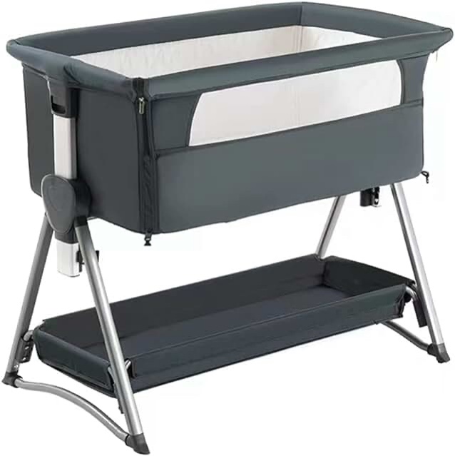 SteAnny Baby Beside Sleeper Rocking Cribs Luxury Newborn Sleeping Bassinet Portable Travel Infant Bed for 0-6M Cradle (Grey)