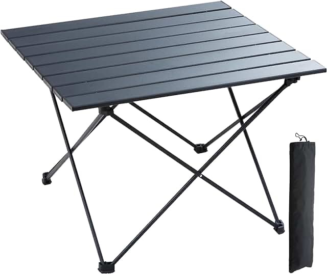 VEVOR Folding Camping Table, Outdoor Aluminum Alloy Ultra Compact Portable Lightweight with Carry Bag, for Cooking, Beach, Picnic, Travel, Hiking, Backpacking, 22 x 16 inch, Black