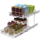 OCG 2 Tier Pull Out Cabinet Organizer (15.5" W x 21" D), Pull Out Drawers for Kitchen Cabinets, Pull Out Shelves for Base Cabinet Organization in Kitchen Bathroom Pantry, Chrome Finish