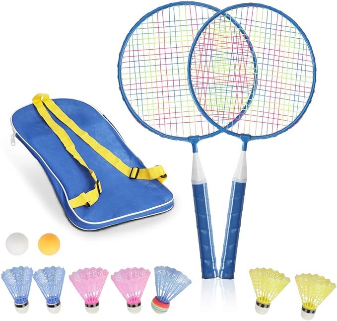 Badminton Rackets for Children,12 in 1 Shuttlecocks Racquet Sports Set w/Lightweight Carrying Bag for Kids Professionals Beginner Players Indoor Outdoor Sport Game
