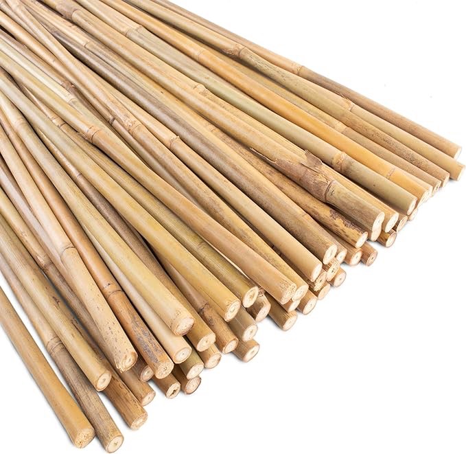 0.32â€?-0.4"/ 4 Feet Garden Stakes, Natural Bamboo Sticks Plant Stakes for Indoor and Outdoor Plantsï¼ŒPoles for Tomatoes, Beans, Potted Plants(50Pcs)