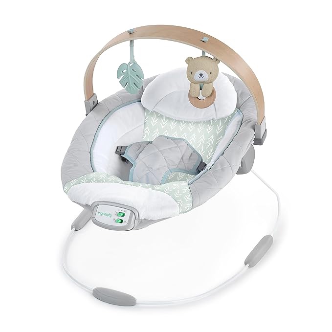 Baby Delight Alpine Wave Deluxe Portable Bouncer | Automated Motion Baby Bouncer | Infants 0 – 6 Months | Driftwood Grey
