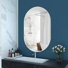 FENNIO Wall Mirror for Bathroom, Bedroom, Living Room - 36 x 24 Inch Oval Wall Mounted Make Up Vanity Mirror, Aluminum Frame Mirror, Hang Horizontally or Vertically, Silver