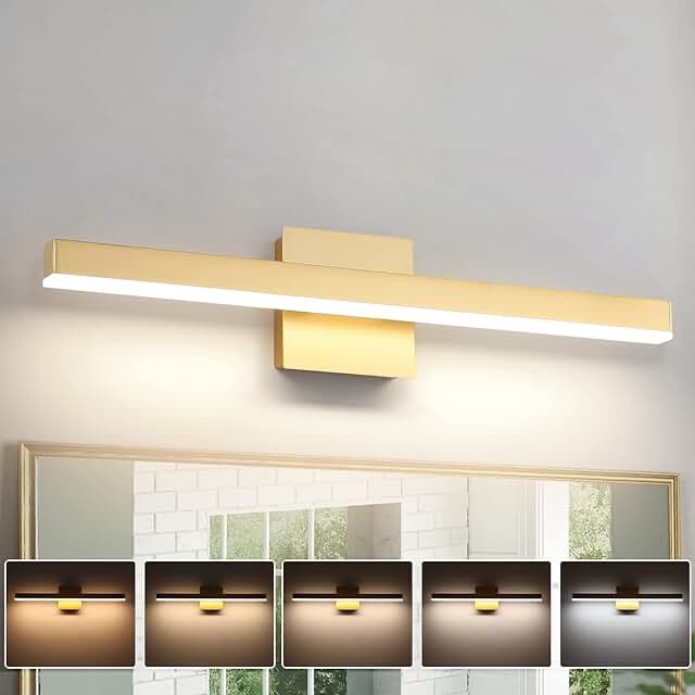 Joossnwell LED Vanity Lights 24" Inch Gold Dimmable Bathroom Vanity Light Fixtures Modern Sconces Lights for Vanity Mirror 16W Makeup Lighting 3000K Warm White