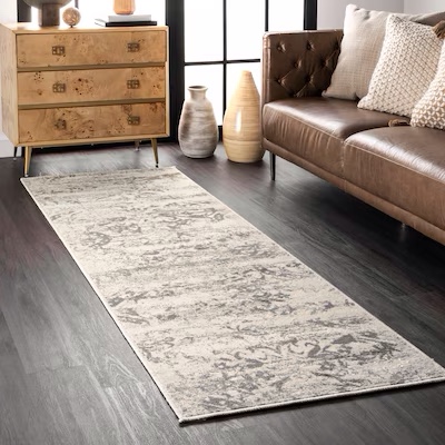 nuLOOM 2 X 14 (ft) Gray Indoor Floral/Botanical Area Rug