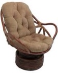 Blazing Needles Solid Microsuede Swivel Rocker Chair Cushion, 48" x 24", Java