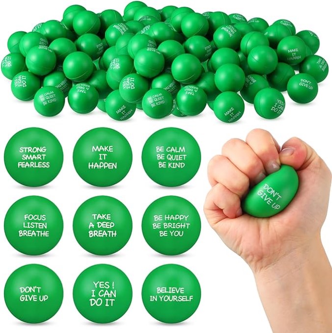 Shappy 72 Pcs Christmas Inspirational Stress Relief Balls Motivational Stress Balls Encouraging PU Bulk Stress Balls for Adults Small Therapy Stress Relief Toys for Gifts Fidget Anxiety Anger(Green)