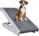 Voraiya®Dog Stairs, Dog Ramps for Small Dogs, Pet Stairs - 5 Levels with Adjustable Height, Non Slip Portable Folding, Thickened Solid Wood, Supports up to 120 lbs, Pet Ramps for High Beds, Sofa, Car