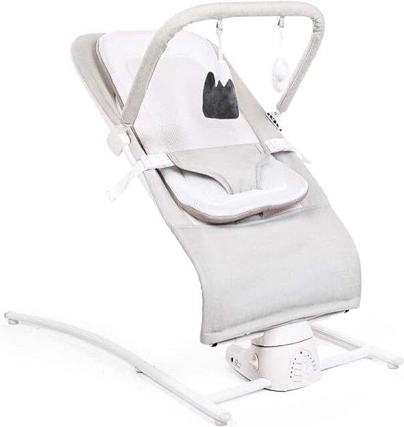 Baby Delight Alpine Wave Deluxe Portable Bouncer | Automated Motion Baby Bouncer | Infants 0 – 6 Months | Driftwood Grey