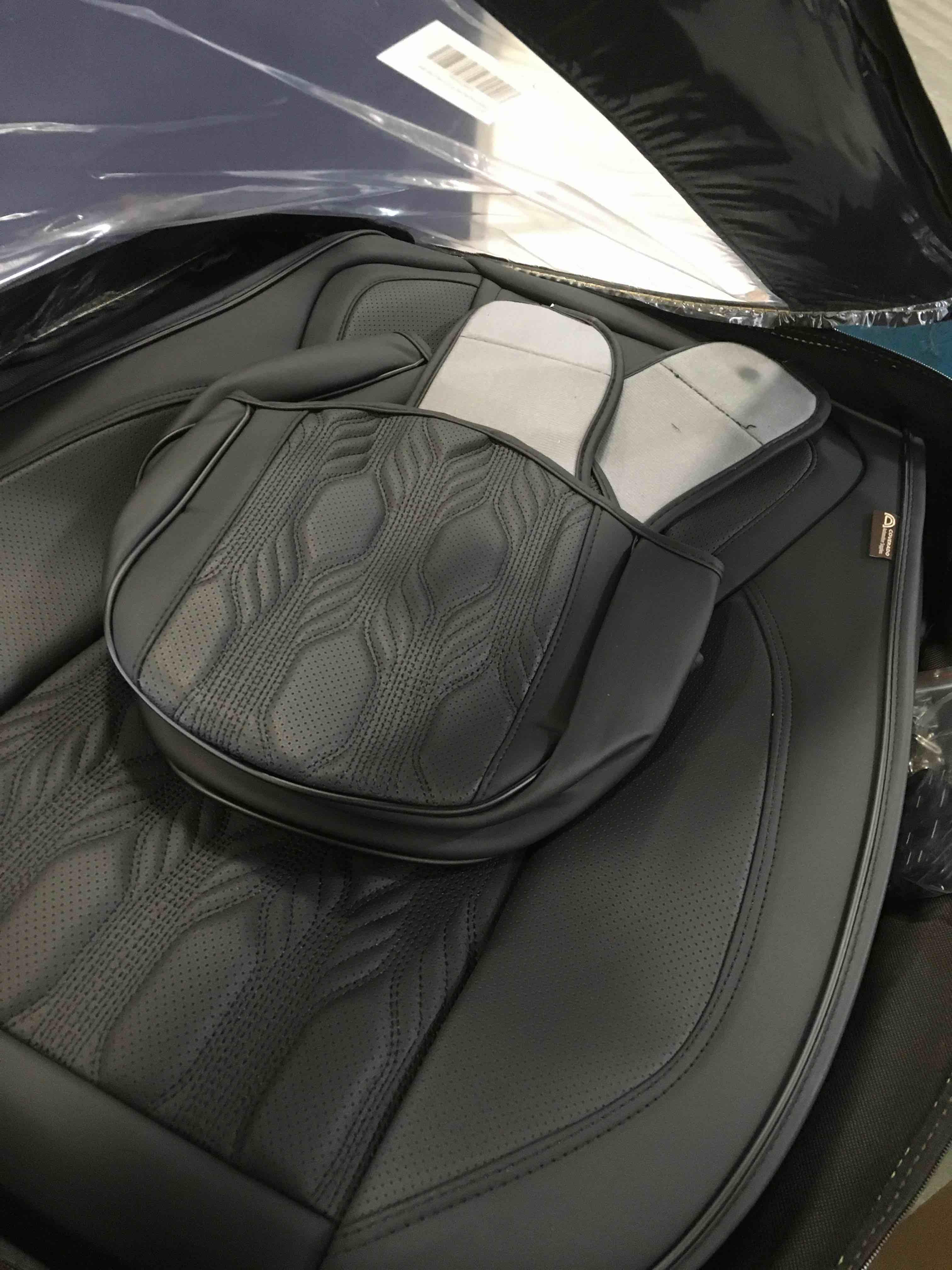 Coverado Front Seat Covers, Premium Nappa Leather Sideless Auto Seat Cushions with Embossed Pattern, Universal Fit Interior Accessories for Most Cars, Sedans, SUVs and Trucks, Black