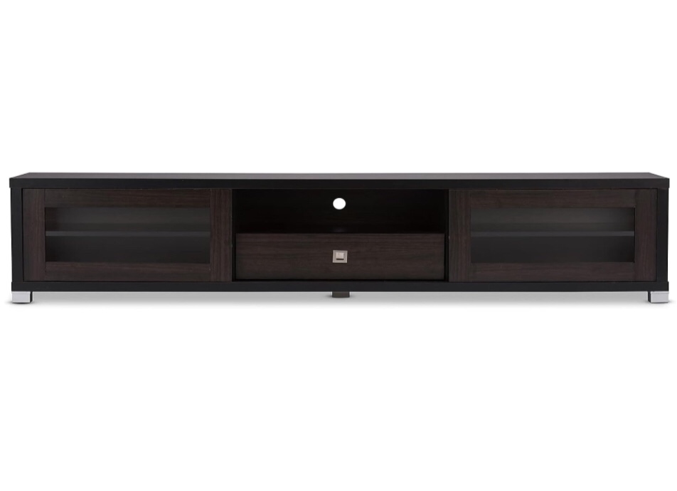 Beasley 70 in. Dark Brown Wood TV Stand with 1 Drawer Fits TVs Up to 35 in. with Storage Doors(incomplete box 1/2)