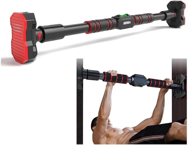 ONETWOFIT Doorway Pull Up Bar, 1-Sec Stretching Door Frame Chin up Bar No Screw Adjustable Width Strength Training Pull Up Bars, Max Load 440lbs Horizontal Exercise Bar for Home Gym Upper Body Workout DOORWAY PULL UP BAR A