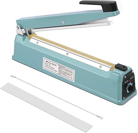 Flexzion Impulse Sealer 12 Inch (300mm) 400W Heat Sealer Machine with Adjustable Heating Mode, No Warm Up Needed, Portable Bag and Seal Impulse with Replacement Element Grip and Teflon Tape 12" (300mm)