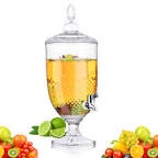 Bokon 1.3 Gallon Drink Dispensers for Parties with Stand Glass Crystal Collection Beverage Dispenser with Leak Proof Spigot Wide Mouth Drinks Server Juice Jug for Wedding Bar Party Liquid Tea 1 Delicate