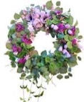 WANNA-CUL 24 Inch Spring Peony Floral Wreath for Front Door with Purple Tulip and Corn Poppy Flower for Wedding or Home Decor