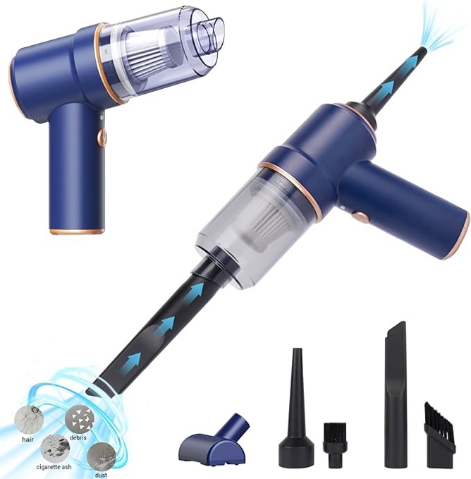 Aorika Car Vacuum Cleaner Cordless, Handheld Vacuum&Air Duster, 9000PA Suction High Power Wet/Dry Use Vacuum Cleaner with Multi-nozzles for Vehicle/Home/Office, Multiple Hair