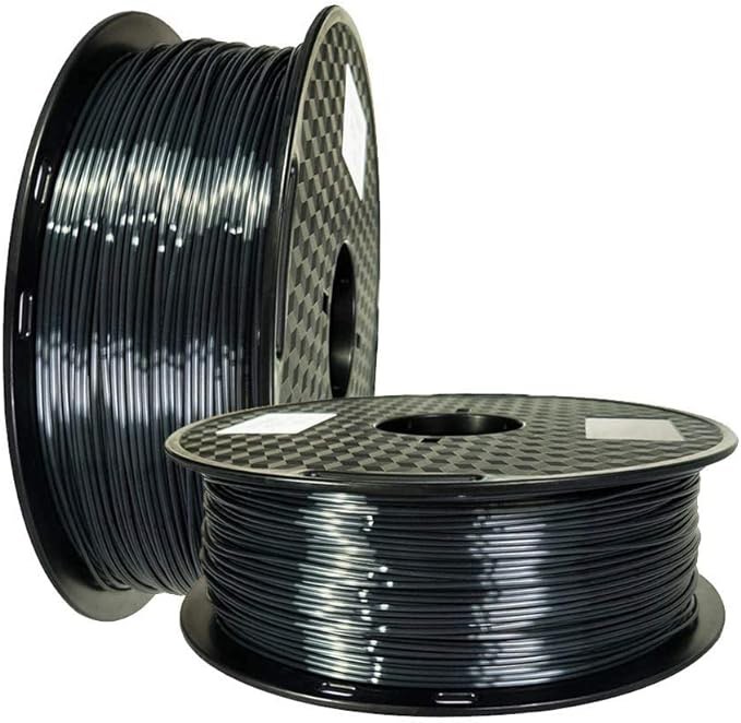 Silk Black PLA 3D Printer Filament 1.7 5mm 1KG Spool Shiny Silky Metallic Metal PLA 3D Printing Material Widely Compatible FDM 3D Printers HZST3D