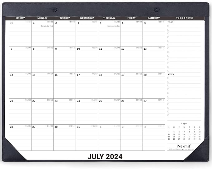 Nekmit Large Desk Calendar 2024-2025 with PU Faux Leather Desktop Mat, Runs From Now - June 2025, Big Desk Pad Calendar 21 x 16.5 Inches for Home and Office