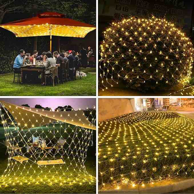 Anycosy Christmas Net Lights Outdoor, 10ft x10ft 480 LED Gazebo Lights with Remote, Timer Dimming Bush Mesh Lights Waterproof for Wedding Tent Canopy