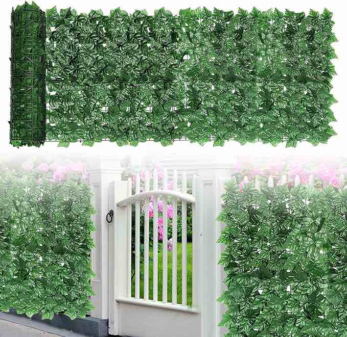 ocinone Artificial Ivy Privacy Fence Screen, Decorative Faux Ivy Fence Cover for Patio Balcony Outdoor Fence Decor - UV-Anti Hedge Leaf, Fake Sweet Potato Leave (39x197inch)