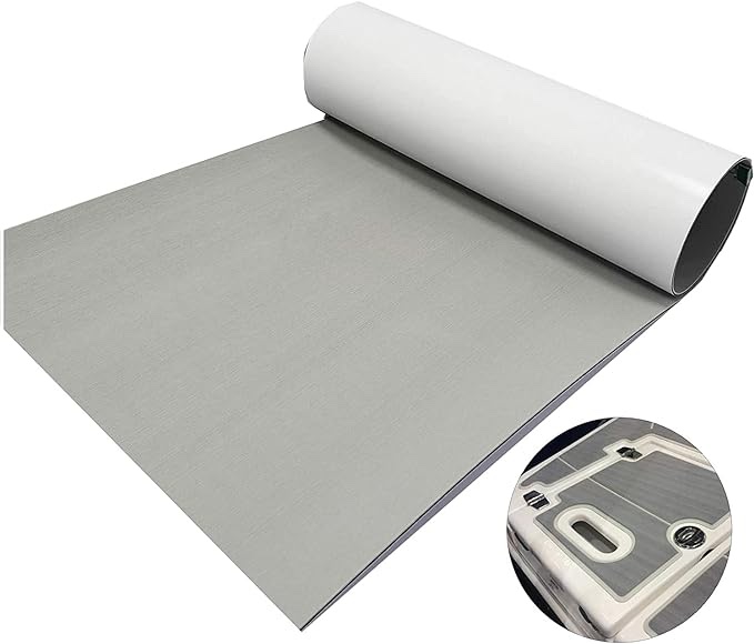 Boat Flooring EVA Foam Decking Sheet Faux Teak Marine Mat Marine Carpet Cooler Tops Seating Non-Slip Self-Adhesive Flooring Material for Motorboat RV Yacht Kayak Swimming Pool 94" x 44"/35"/23"/16"
