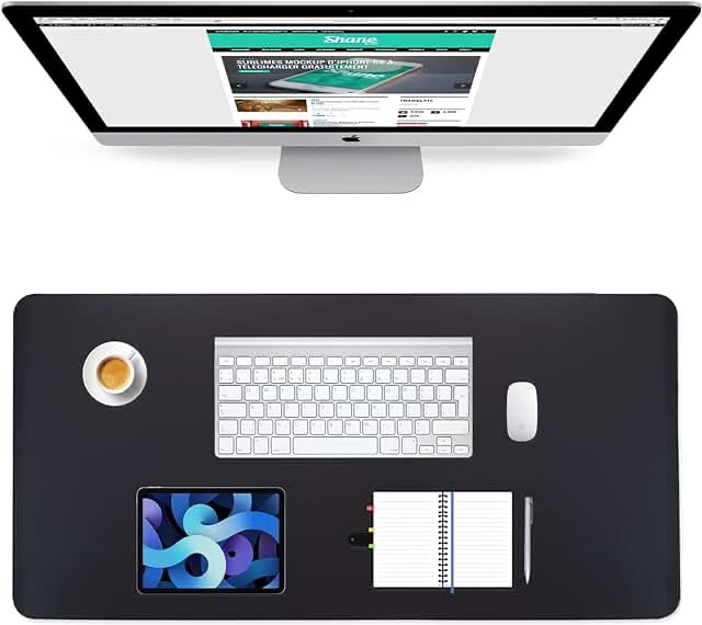 CENNBIE Leather Desk Mat, 63" x 31.4" Extra Large Desk Pad Blotter Protector, Extended Non-Slip Mouse Pad, Waterproof PU Leather Desk Mat on top of desks Large for Office and Home (Black)