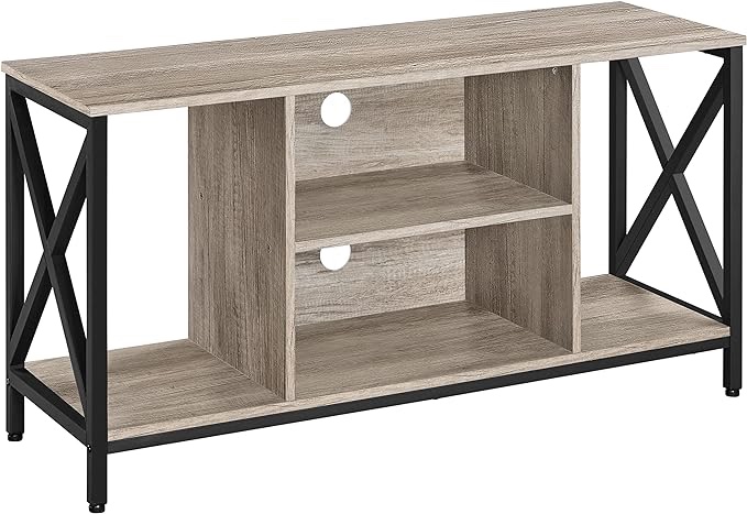 WLIVE grey  TV Stand for 55 inch TV, Entertainment Center TV Media Console