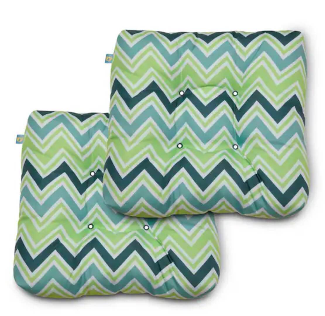 Duck Covers Water-Resistant Indoor/Outdoor Seat Cushions, 19 x 19 x 5 Inch, 2 Pack, Topaz Mosaic, Outdoor Patio Cushions