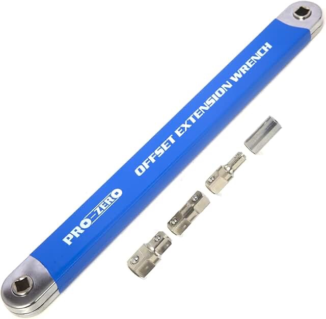 P Polerden Offset Extension Wrench - 15-Inch Impact-Ready Socket Wrench Tool with Square Drive Adapters (1/4", 3/8", 1/2")