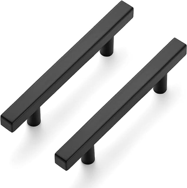 Ravinte 30 Pack Matte Black Cabinet Pulls 3-3/4 inch Black Cabinet Handles Kitchen Pulls for Cabinets with Mounting Template 6 inch Overall Length