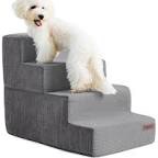 Lesure Dog Stairs for Small Dogs - Pet Stairs for High Beds and Couch, Folding Pet Steps with CertiPUR-US Certified Foam for Cat and Doggy, Non-Slip Bottom Dog Steps, Navy Blue, 4 Steps