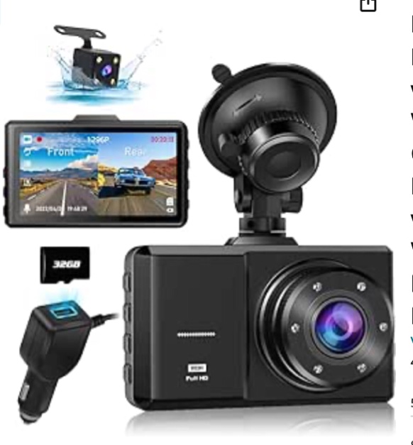 Dash Cam Front and Rear, SPADE Dual Dash Camera 1080P with 32G SD Card, Waterproof Backup Camera, DVR Car Dashboard Camera 1296P with Night Vision WDR G-Sensor Parking Monitor Loop Recording[Up-Grade]