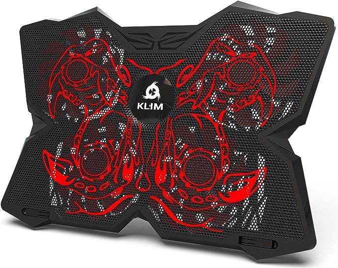 KLIM Wind Laptop Cooling Pad - More Than 500,000 Units Sold - New 2024 - Powerful Rapid Action Laptop Cooler - Laptop Stand with 4 Cooling Fans - 2 USB Ports - PC Mac PS5 PS4 Xbox One - Cobra Red