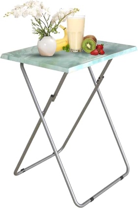Garden 4 you Folding TV Tray Table TV Dinner Table with Sturdy MDF Top,Eating Trays for Living Room with No Assembly Required 15 x 18.9 x 26 in(Sea Blue)