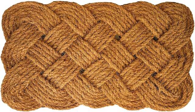 THEODORE MAGNUS Natural Coir Doormat with Interwoven Rope Design 17x30 - for Indoor/Outdoor Use - CDM-Rope-Knot-17x30