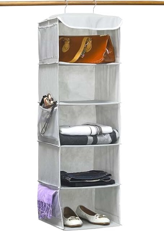 Simple Houseware 5 Shelves Hanging Closet Organizer, Gray
